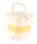 Hella Compact Foldable Mini Washing Machine 6 Liter Portable Washer in yellow and white with handle, ideal for baby clothes and dorms.