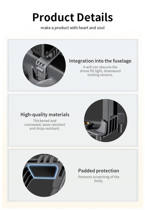Detailed view of Avata 2 Drone Action Camera Mount Holder features including integration into fuselage, material quality, and protection