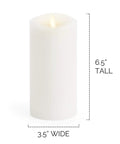 Flameless Pillar Candle Large 6.5 Inches Unscented with Real Flame Effect Flickering LED Battery Operated Candle, melted edge