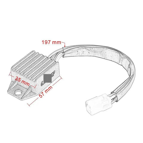 Ride Ready Motorcycle Voltage Rectifier Regulator For CRF250X 2004 To 2017 And CRF450X 2005 To 2016, with cable and dimensions