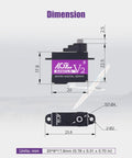 Product dimensions of Mini Z RC Car Micro Steering Servo 6g High Speed Full Metal Gear Coreless Digital Servo A06CLS V2 Purple