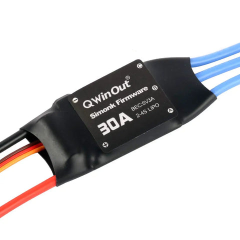 2-4S 30A RC Brushless ESC With SimonK Firmware, 5V 3A BEC, visible wiring, for DIY quadcopters and multicopters, LiPo battery power