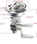 Front view of a stainless steel marine boat flush hatch lift with locking mechanism