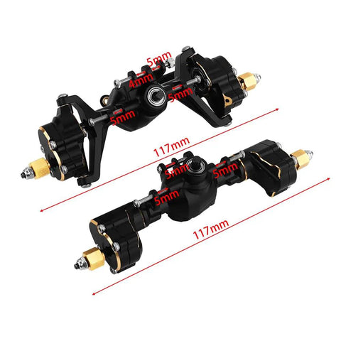 Brass Portal Axles Front And Rear Set For 1 By 18 RC Crawler Heavy Duty Upgrade With Full Brass Housings and Hard Steel Shafts.