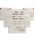 Pro Grade Adjustable Time Relay For Automation Panels With Delay From 0.1 Seconds To 10 Days Dual 230 Volt AC And 24 Volt DC Input 10 Amp Output LED Indicator Din Rail Mount Ready For Control Panels. DIN rail module, front view