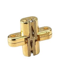 Hidden Door Hinge 1 Piece Zinc Alloy Cross Invisible Hinge 8x42mm, gold finish, front view.