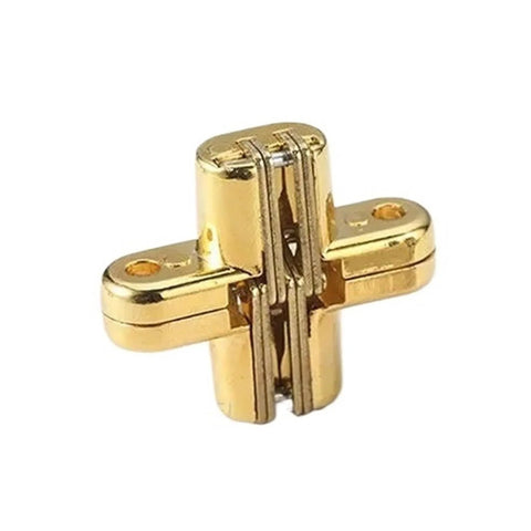 Gold Hidden Ball Bearing Door Hinges 8x42mm Zinc Alloy Cross Invisible Hinge With Built In Dampers For Quiet Soft Closing And Safe Door Alignment