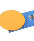 Heavy Duty Manual Stretch Film Dispenser Portable Wrap Tool For Quick Pallet Packaging And Warehouse Shipping Tasks You Can Knock Out In No Time Flat Today, orange rolling plate on blue base.