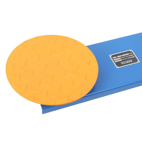 Heavy Duty Manual Stretch Film Dispenser Portable Wrap Tool For Quick Pallet Packaging And Warehouse Shipping Tasks You Can Knock Out In No Time Flat Today, orange rolling plate on blue base.