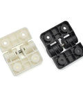 XK551 resin positioning hinge pair, white and black plastic door hinges with metal pins for 90-degree stops