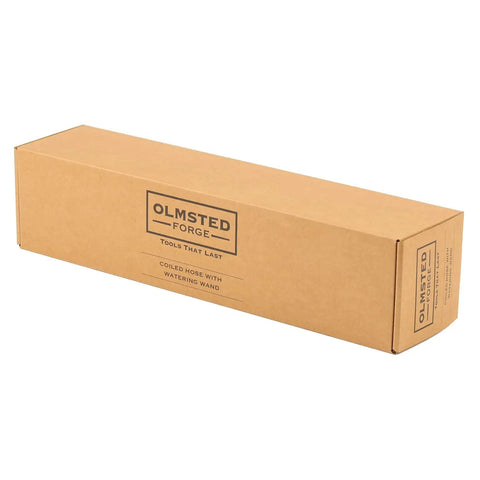 Box for Coiled 3/8 Inch ID 25 Foot Hose Kit With Cork Handle And 8 Pattern Watering Wand, Lightweight Kink Free Hose