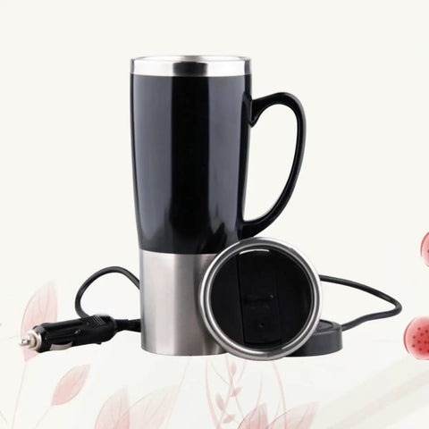 Dashing Portable Car Kettle With Sturdy Stainless Steel Build And 50 Watts Of Steady Heat, black travel cup with plug.