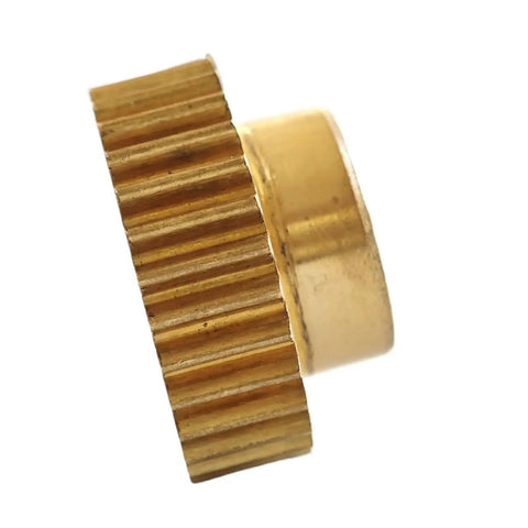 Side view of Beefy 0.5 Module Copper Spur Gear 76 Teeth Step Cylindrical Gear with 3mm Bore and 39mm Diameter for small CNC systems