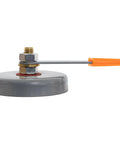 500 Amp Magnetic Welding Ground Clamp With Quick Release Magnet side view, showing orange handle and gray clamp base