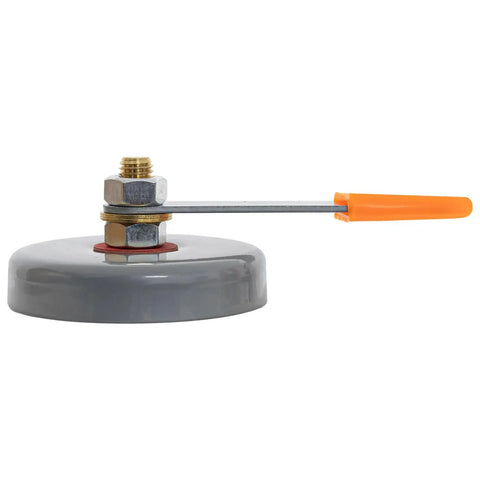 500 Amp Magnetic Welding Ground Clamp With Quick Release Magnet side view, showing orange handle and gray clamp base