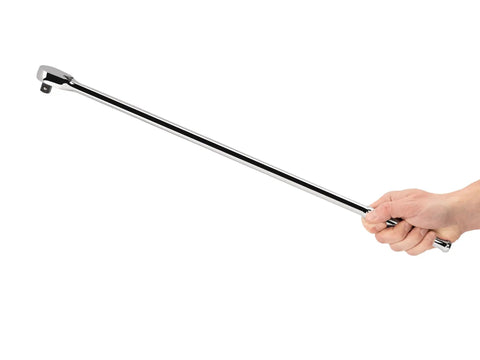 Half Inch Drive 24 Inch Ratchet With 90 Tooth Gear for Ultra Compact Head and Smooth 4 Degree Swing shown in hand, white background
