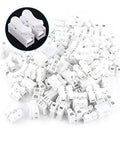 Image of Heavy Duty 100 Piece Two Pin Push Wire Terminal Block Kit 10A 220V White Spring Clamp Quick Wire Connector