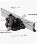 Adjustable Black Aluminum Table Saw Miter Gauge Fence Sled with ABS screw, aluminum slider, and PA6 handle for accurate cuts.