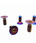 Beefy Titanium Bolts M6x20mm Burnt Blue Flat Head Hex Socket Cap Screws Countersunk Pack of 5 for Lightweight Performance, Aerospace Grade 6AL4V Titanium.