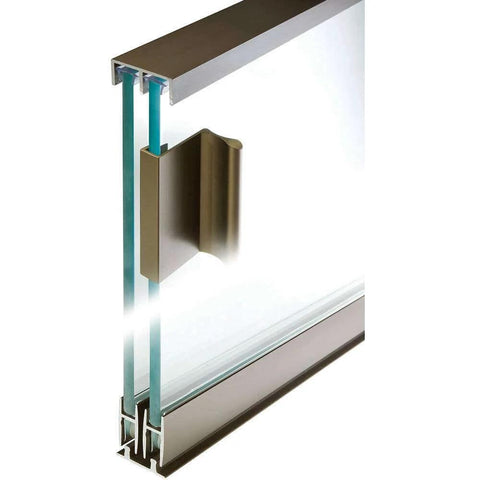 Slick Aluminum Sliding Glass Door Track Set For Cabinets And Commercial Use, 4 Feet Long, Dual Channel Rail For Two One Quarter Inch Glass Panels, Nylon Rollers Included, Sleek Modern Door Rail System For Custom Closets And Office Spaces
