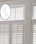 High Quality 16 Piece 2 Inch Clear Plastic Hidden Blind Valance Clips Made For A Dead Simple Install With Zero Drilling To Keep Your Window Coverings Snug And Stylish displayed next to white shutter blinds.