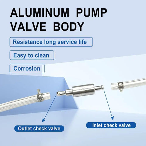Aluminum pump valve body with inlet and outlet check valves for Two Pack Brake Bleeder Hose With One Way Check Valve For Motorcycle Clutch And Brake Bleeding Tool Pro Grade Hydraulic System Kit Durable Aluminum And Rubber Build Essential Motorbike Accessories.