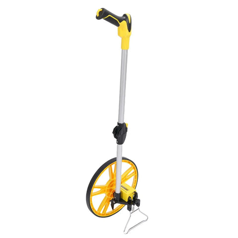 FILFEEL Mechanical Measuring Wheel – 9999.9m Folding Distance Measure with yellow and black handle, sturdy aluminum handle, and large wheel.