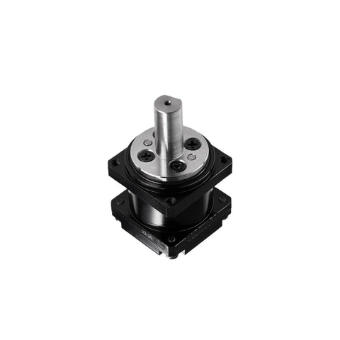 Compact Strain Wave Harmonic Drive Gearbox For Nema 11 Servo Motors, black and silver, front view