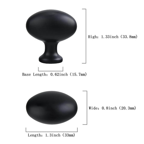 Oval Matte Black Cabinet Knobs 10 Pack For Kitchen And Furniture By EAXINTA Modern Single Hole Hardware dimensions