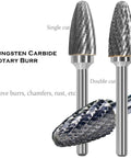Two Amazon KangTeer carbide burrs, 9/16 in head, 1/4 in shank, tree-shaped double-cut rotary bits for die grinder