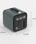 Go Anywhere 500W Solar Generator For Off Grid Power, Camping And Emergency Use, 220V Output With Easy US Plug, dimensions shown