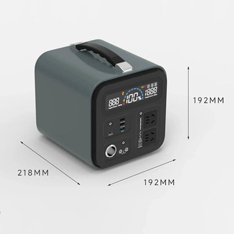 Go Anywhere 500W Solar Generator For Off Grid Power, Camping And Emergency Use, 220V Output With Easy US Plug, dimensions shown
