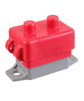 Built Tough 50A Automatic Reset Circuit Breaker Set For Cars Trucks And Battery Chargers, red and gray housing, compact design.