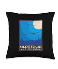 Totally Retro Aviation Glider Pilot Throw Pillow With Silent Flight Endless Skies Cozy Cushion For Sailplane Fans