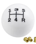 5 Speed Round Ball Shift Knob For Manual Cars, Resin Shifter Lever Head With 3 Adapters in White and Black Finish