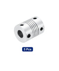 Beefy Five Pack 6.35mm To 6mm Aluminum Shaft Couplings Flexible 25mm L25xD19 Beams Silver for Stepper Motors CNC 3D Printers