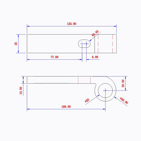 Detailed dimensions of 4 Piece T Slot Slider Miter T Track Jig For Table Router In Woodworking Aluminum Alloy 125 x 25 x 20mm