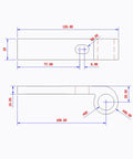 Technical drawing of Four Piece T Slot Slider Miter Track Jig for Router Tables showing dimensions and measurements.