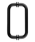 Front view of Oil Rubbed Bronze Tubular Back-To-Back Pull Handle With Metal Washers For Glass Doors, 8 In Center-To-Center, Heavy 3/4 In Diameter.