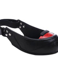 Built Tough Aluminum Safety Toe Overshoes With Grippy Anti Slip Rubber Soles For Rough Industrial Jobsites side view with red toe cap.