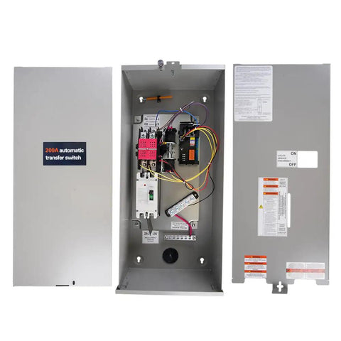 200 Amp Single Phase Generator Automatic Transfer Switch With Power Management Replacement For Generac RXSW200A3 Backup Power Ready, open NEMA 3R aluminum enclosure