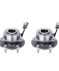 Front Wheel Bearing Hub Assembly For 2002 2007 Saturn Vue 2005 2006 Chevy Equinox 2006 Pontiac Torrent With ABS Front 5 Lug Left And Right Set Of 2 Premium Quality Replacement, featuring dual hub assemblies with cables on a white background.
