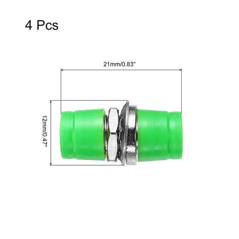 Fiber Optic Coupler FC APC Round Single Mode Simplex Cable Adapter, side view showing dimensions, 4-pack.