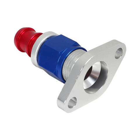 Heavy Duty Turbo Oil Drain Flange Kit Made From High Strength Steel For T3 T4 GT Series With Gasket And Screws To Stop Ooil Leaks And Boost Engine Performance For Your Car, blue and red flange