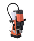 Rock Solid Magnetic Base Drill And Tapper With 1100 Watt Motor, 10 To 35 Mm Range, close-up showing tilting motor shield and adjustable rails.