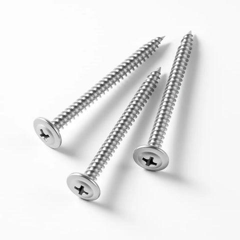 Heavy Hitter Truss Head Wood And Metal Screws With Aggressive Self Tapping Threads And Rust Resistant Coating One Hundred Count displayed on a white background.