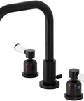 Paris Widespread Bathroom Faucet With Pop Up Drain In Oil Rubbed Bronze, Solid Brass Deck Mount, 8 Inch Spread, 3 Hole Installation