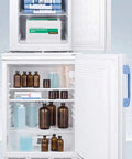 Slick Stacked Twenty Four Inch Refrigerator Freezer Combo Offering Zero Hassle Setup Holds Its Cool Inside with medical supplies.