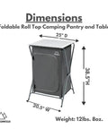 Foldable Roll Top Camping Pantry And Table With Sturdy Aluminum Frame Durable 600 Denier Oxford Fabric Weather Resistant
