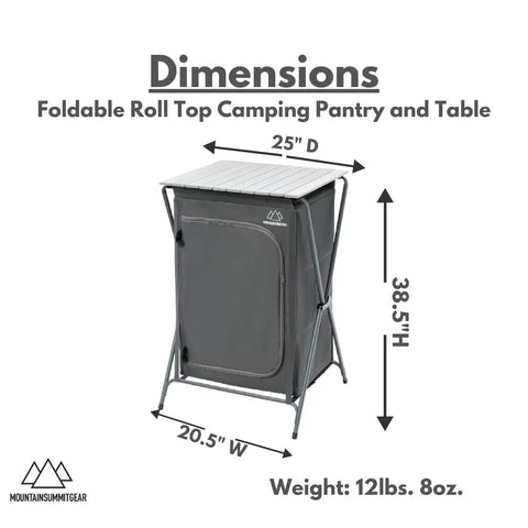 Foldable Roll Top Camping Pantry And Table With Sturdy Aluminum Frame Durable 600 Denier Oxford Fabric Weather Resistant